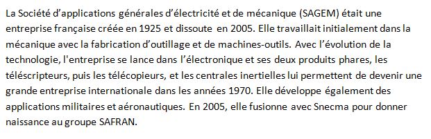 Sagem Présentation